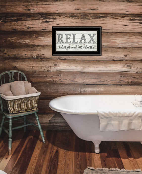 Relax 4 Black Framed Print Bathroom Wall Art