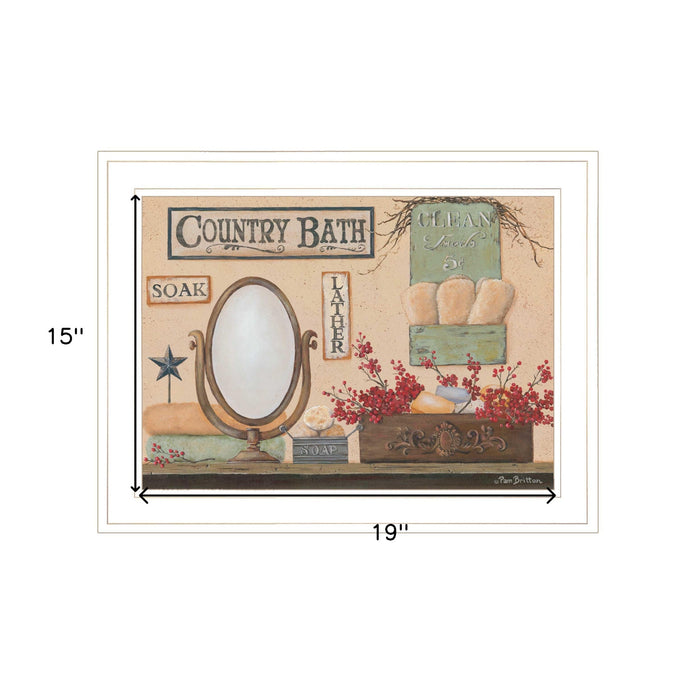 Country Bath 11 White Framed Print Bathroom Wall Art