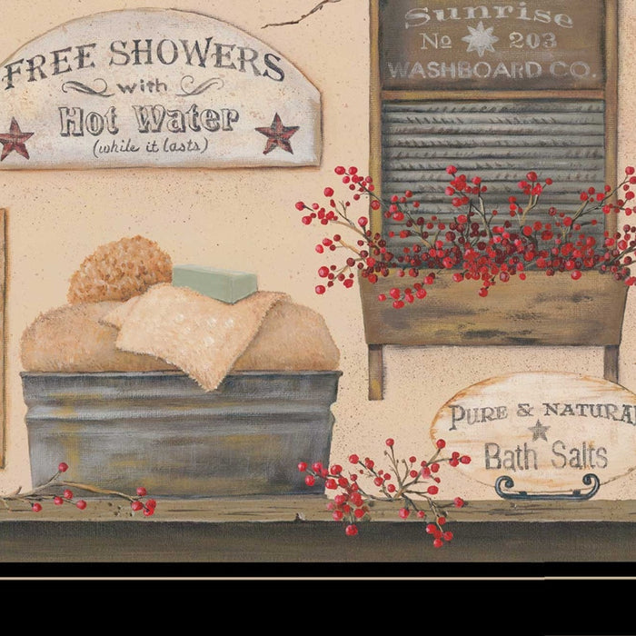 Free Showers 3 Black Framed Print Bathroom Wall Art