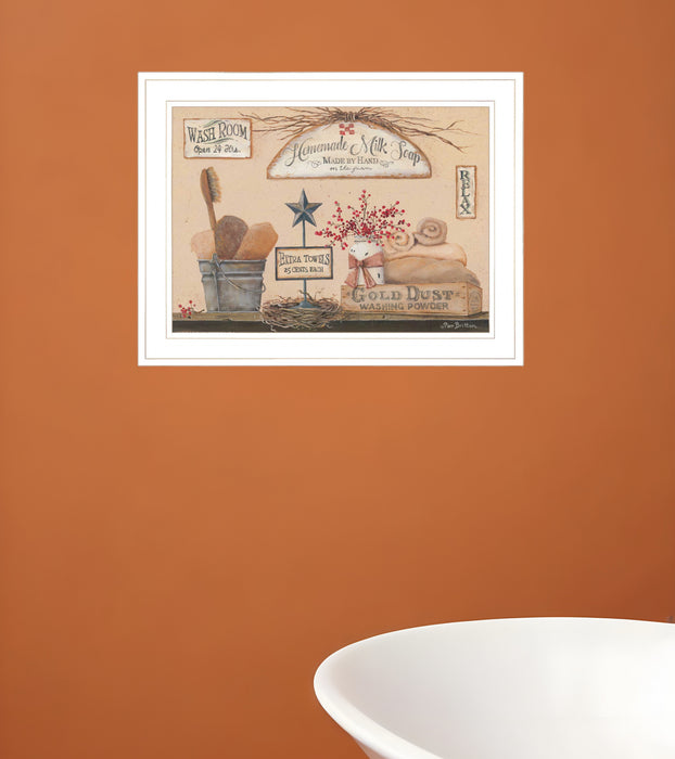 Wash Room 2 White Framed Print Bathroom Wall Art