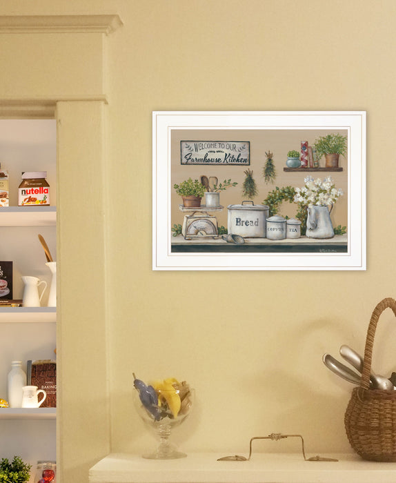 Garden Farmhouse Kitchen White Framed Print Kitchen Wall Art