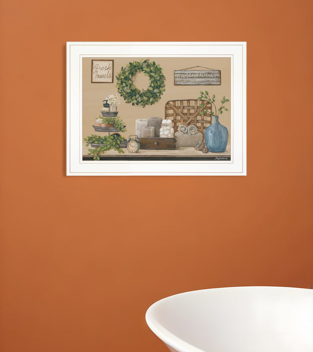 Farmhouse Bath I 2 White Framed Print Bathroom Wall Art