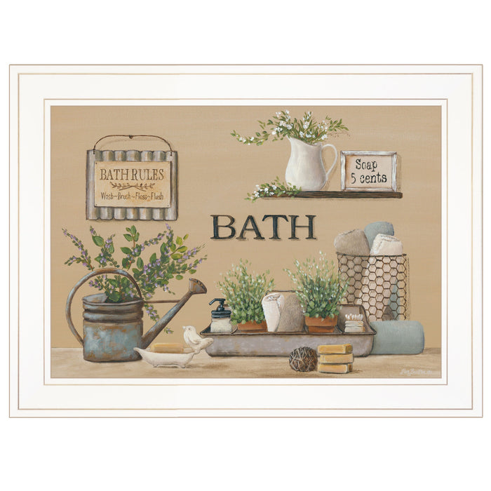 Farmhouse Bath White Framed Print Bathroom Wall Art