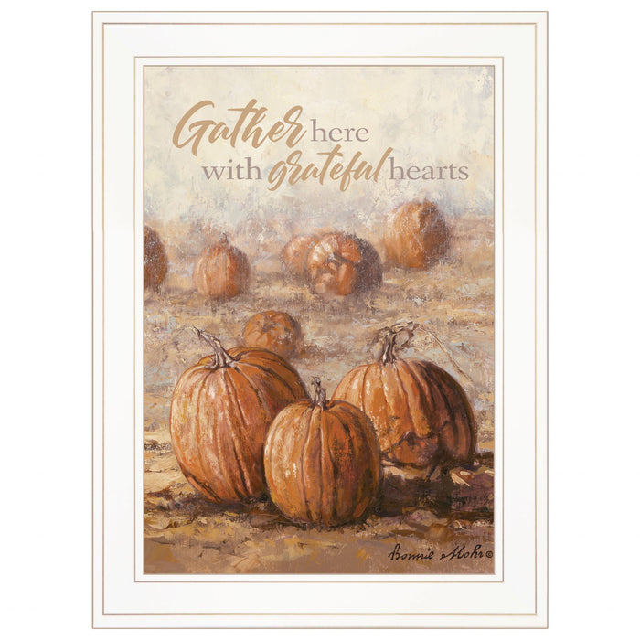 Gather Here with Grateful Hearts 1 White Framed Print Wall Art