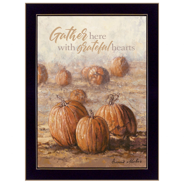 Gather Here With Grateful Hearts 3 Black Framed Print Wall Art