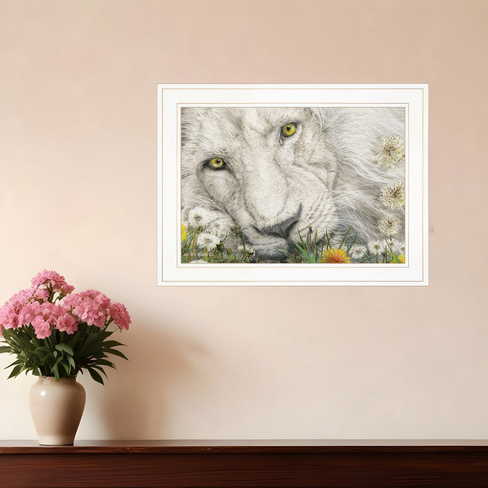 Dandy Lion 2 White Framed Print Wall Art