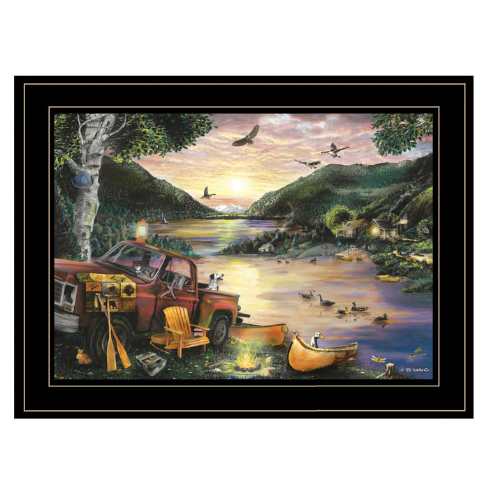 Lakefront Camping I 3 Black Framed Print Wall Art