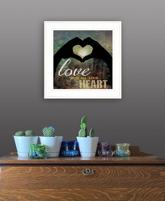 Love with all Your Heart 3 White Framed Print Wall Art