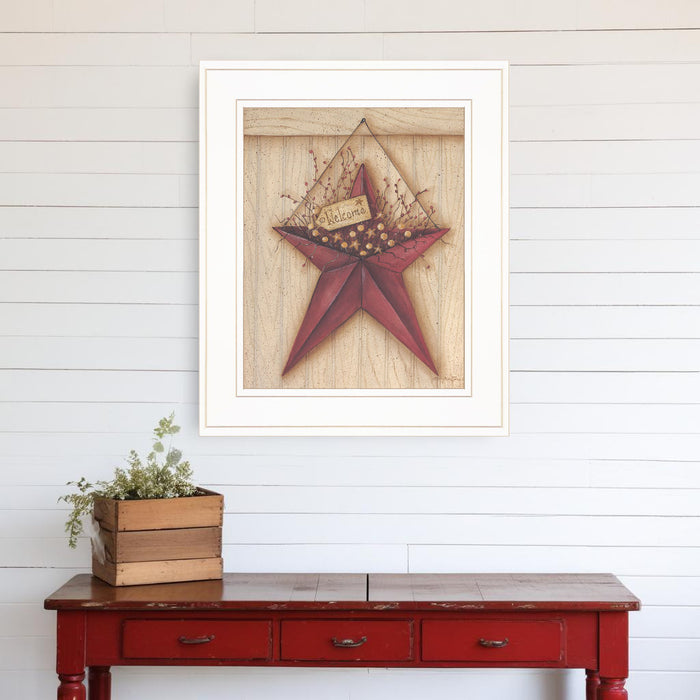 Welcome Barn Star 2 White Framed Print Wall Art