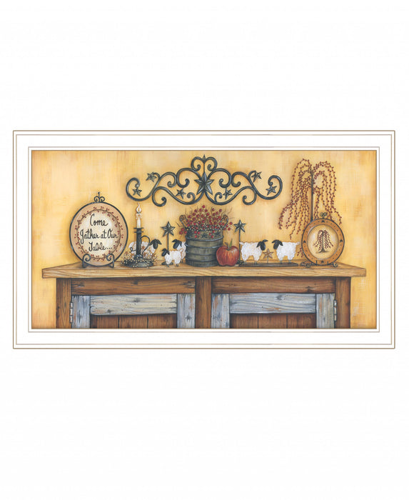 Come Gather at Our Table 3 White Framed Print Wall Art