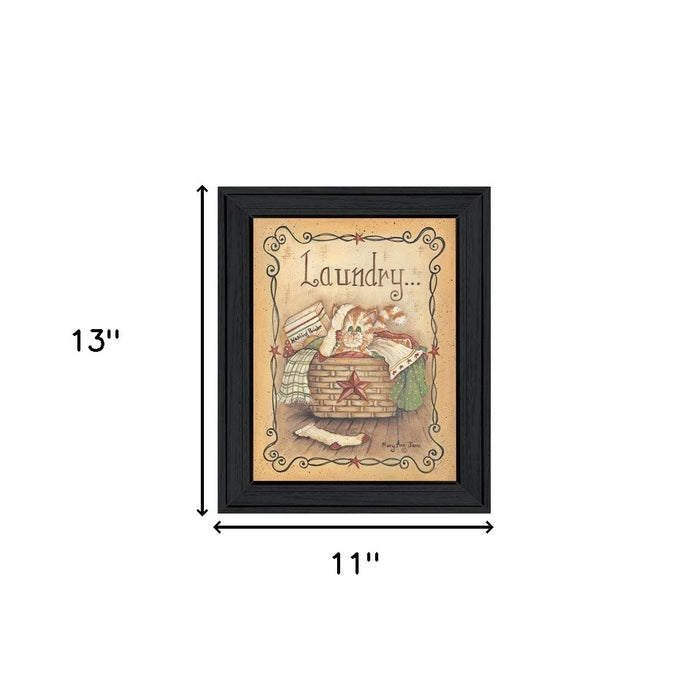 Laundry 1 Black Picture Frame Print Bathroom Wall Art