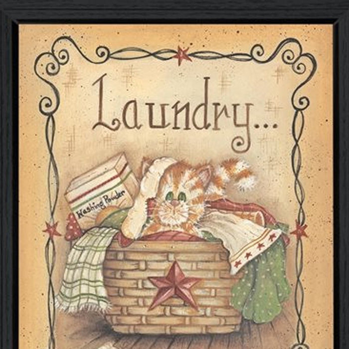 Laundry 1 Black Picture Frame Print Bathroom Wall Art