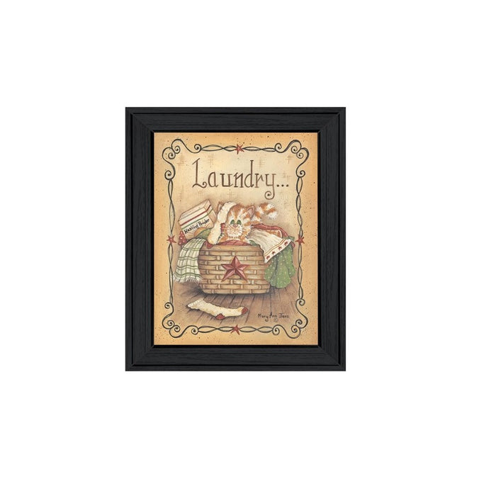 Laundry 1 Black Picture Frame Print Bathroom Wall Art