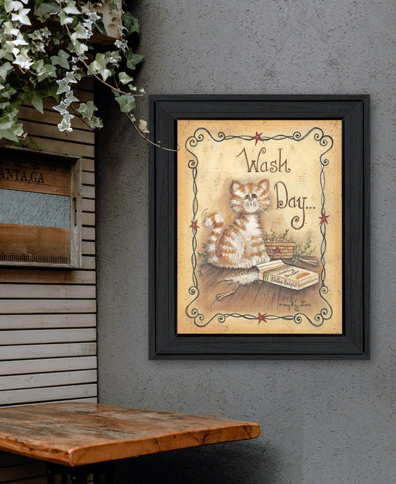 Wash Day 2 Black Framed Print Laundry Wall Art