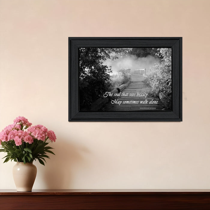 Beauty Grayscale 1 Black Framed Print Wall Art