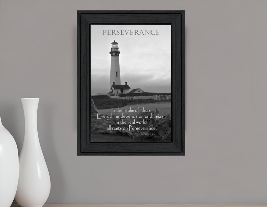 Perseverance Grayscale 1 Black Framed Print Wall Art