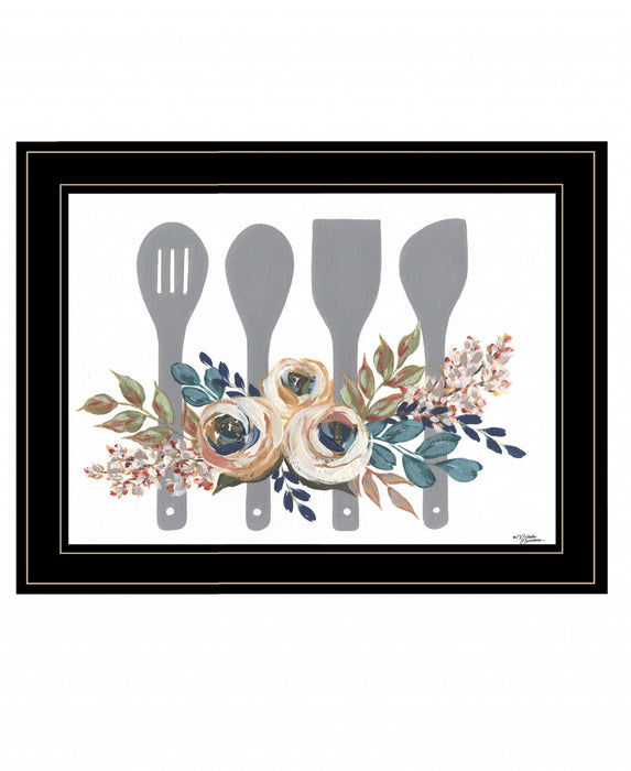 Fall Floral Baking Utensils 2 Black Framed Print Kitchen Wall Art