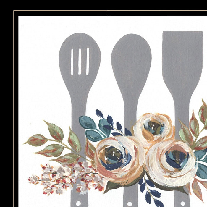 Fall Floral Baking Utensils 2 Black Framed Print Kitchen Wall Art