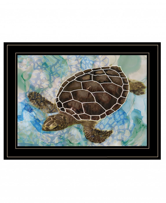 Sea Turtles Collage II 2 Black Framed Print Wall Art