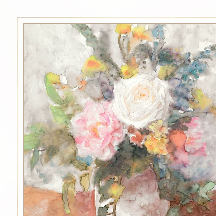 Table Bouquet 2 White Framed Print Wall Art