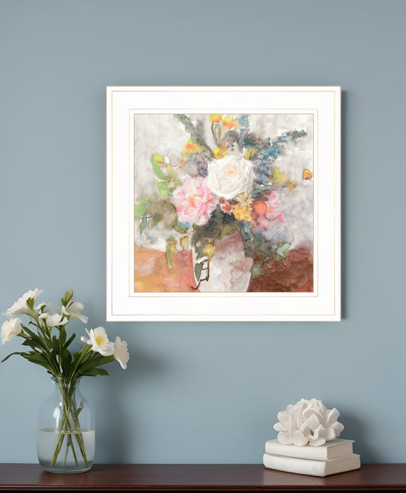 Table Bouquet 2 White Framed Print Wall Art