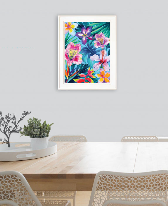 Tropical Flowers 2 White Framed Print Wall Art