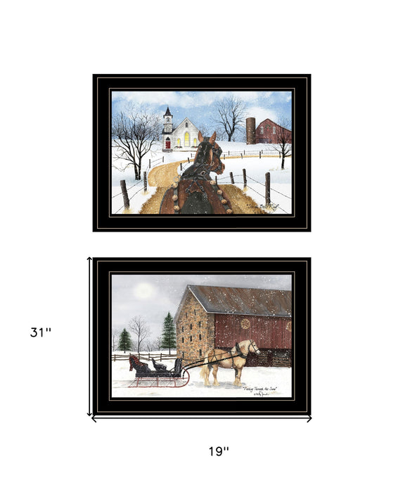 Set Of Two Sleigh Bells Ringing White Framed Print Wall Art