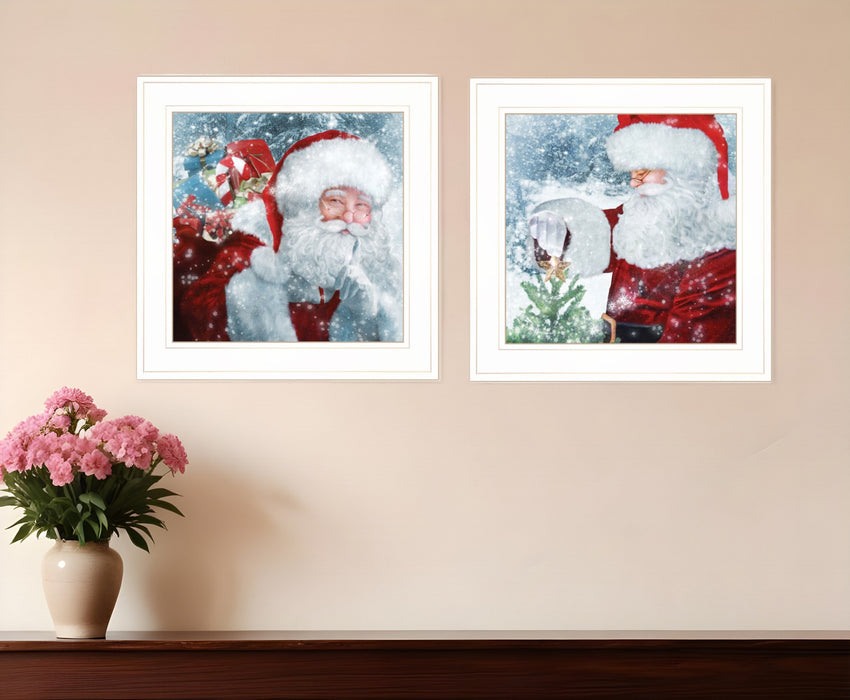 Set Of Two Santas Blessings 1 White Framed Print Wall Art