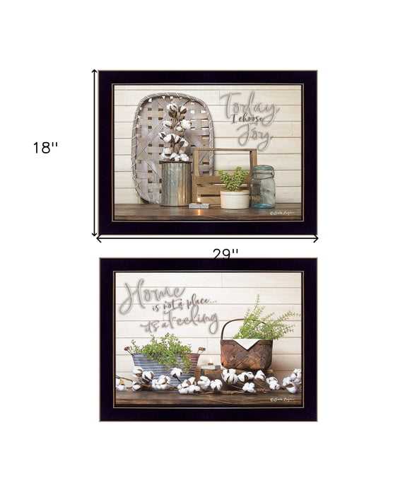 Set Of Two Choose Joy Black Framed Print Wall Art