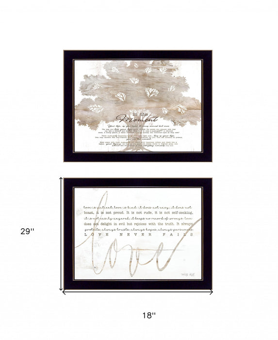 Set Of Two Love or In the Moment 2 Black Framed Print Wall Art