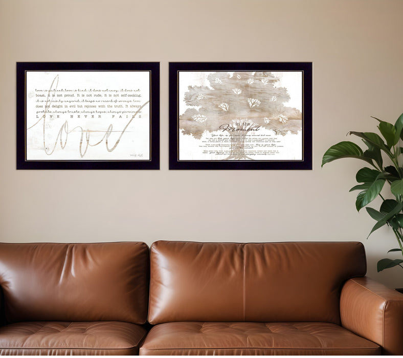 Set Of Two Love or In the Moment 2 Black Framed Print Wall Art