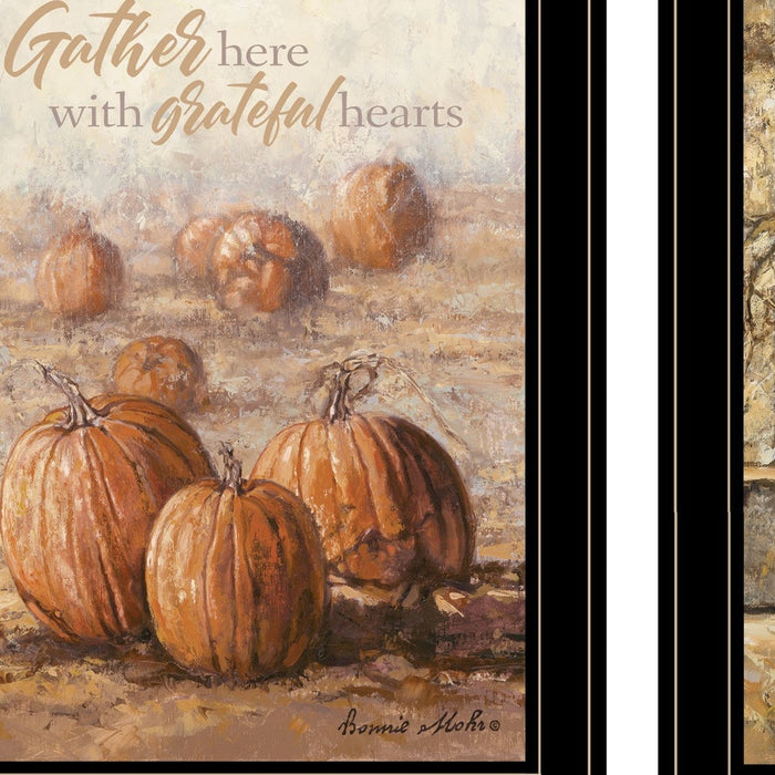 Set Of Two Pumpkins with A Black Cat 1 White Framed Print Wall Art