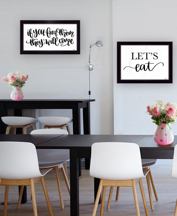 Set Of Two Lets Eat or Feed Them 3 Black Framed Print Kitchen Wall Art