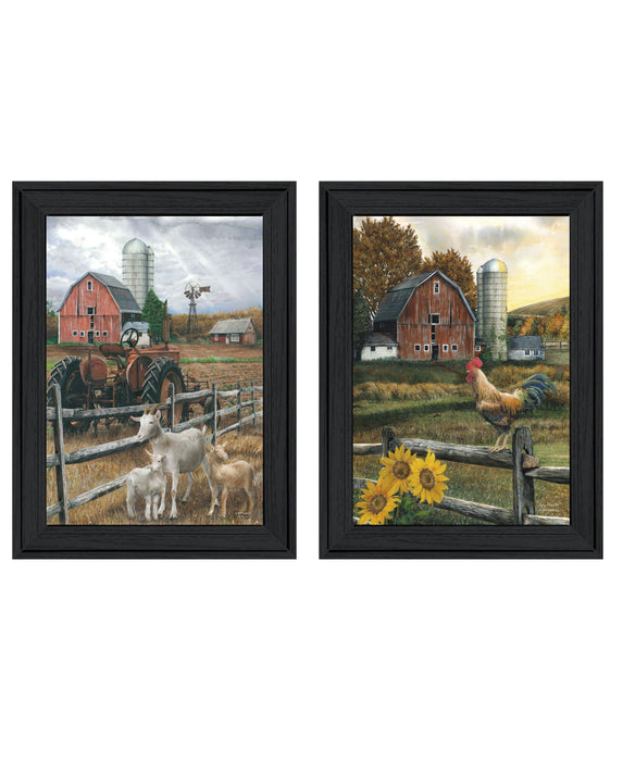 Set Of Two Farm Life Black Framed Print Wall Art