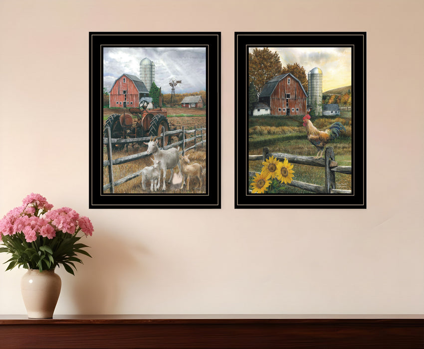 Set Of Two Farm Life Black Framed Print Wall Art