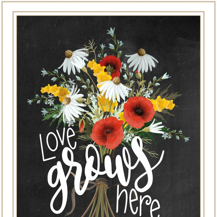 Set Of Two Love Grows Here White Framed Print Wall Art