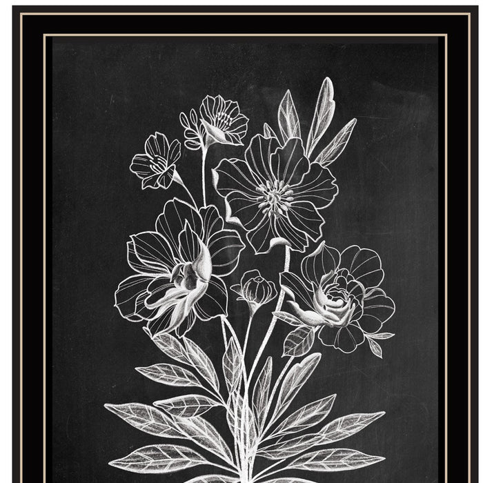 Set Of Two Vintage Chalkboard Blooms Black Framed Print Wall Art