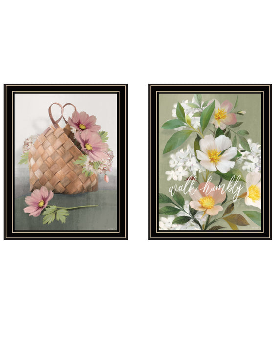 Set Of Two Farmhouse Daisies Black Framed Print Wall Art