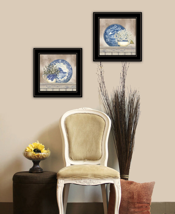 Set Of Two The Farmhouse Blues 1 White Framed Print Wall Art