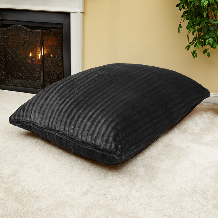 73" x 52" Black Faux Fur Sofa Sack Bean Bag Lounger