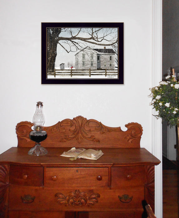 A Little Snow House 1 Black Framed Print Wall Art