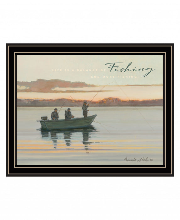 Fishing 1 Black Framed Print Wall Art