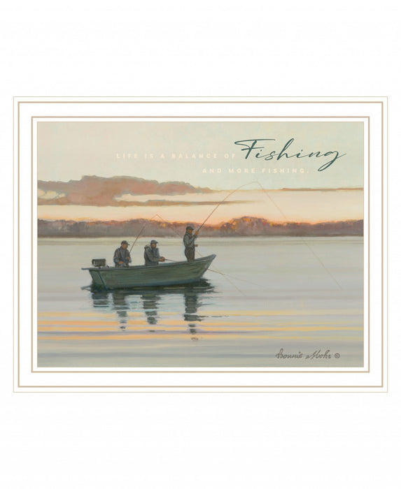 Fishing 2 White Framed Print Wall Art