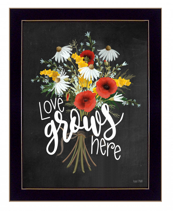 Love Grows Here 1 Black Framed Print Wall Art