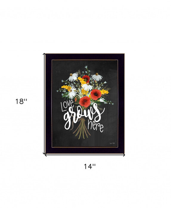 Love Grows Here 1 Black Framed Print Wall Art