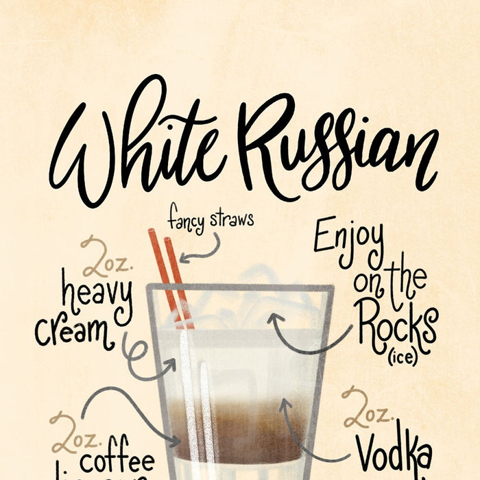 White Russian 1 Black Framed Print Wall Art