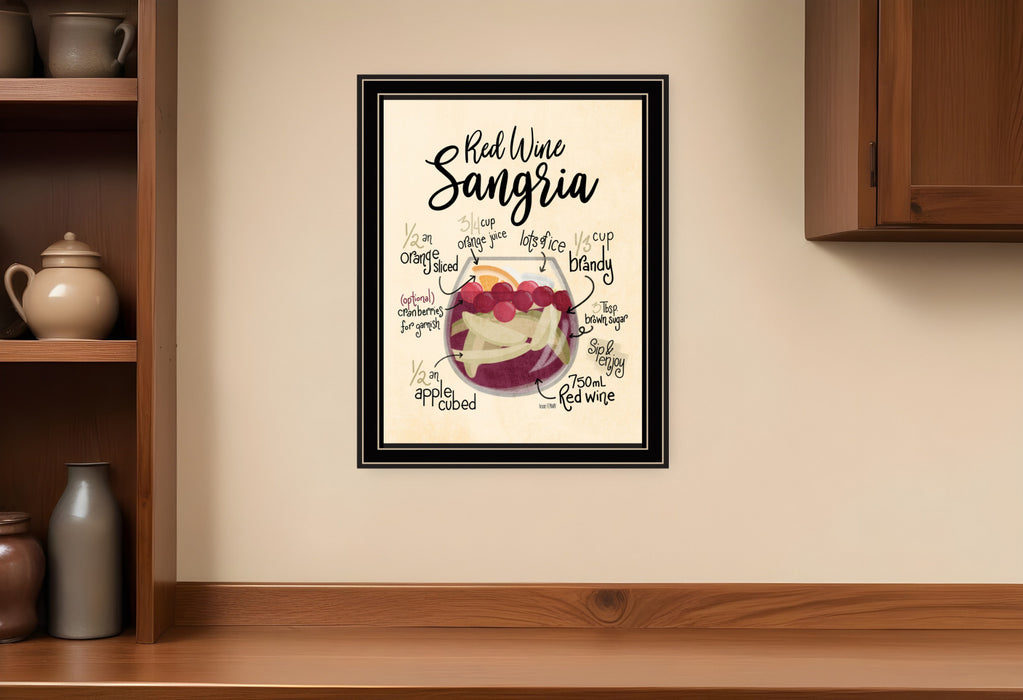 Red Wine Sangria 1 Black Framed Print Wall Art