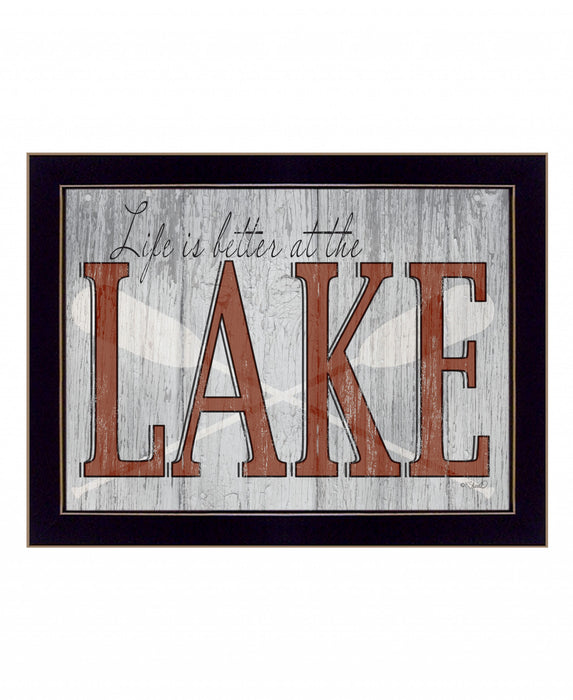 Life is Better at the Lake 3 Black Framed Print Wall Art