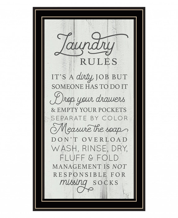 Laundry Rules 1 Black Framed Print Bathroom Wall Art