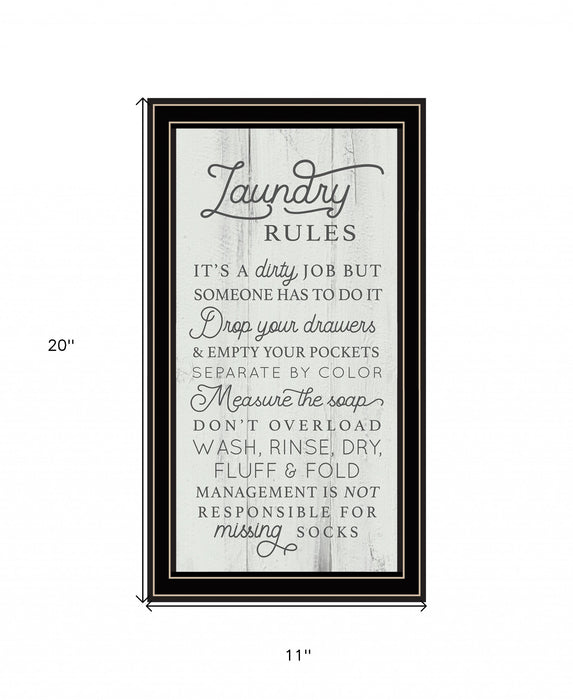 Laundry Rules 1 Black Framed Print Bathroom Wall Art